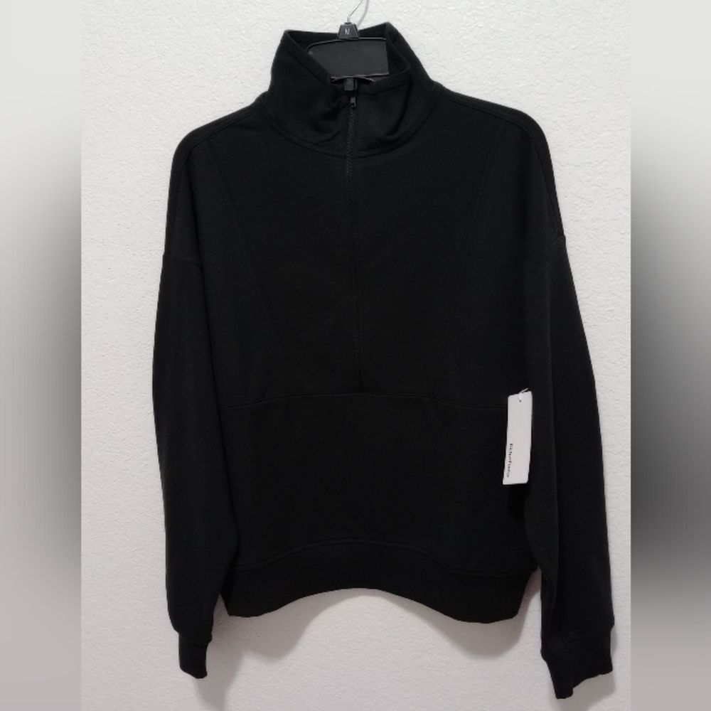 NWT Richer Poorer Women's Stretch Terry Half Zip Pullover Black Size M - Picture 4 of 11